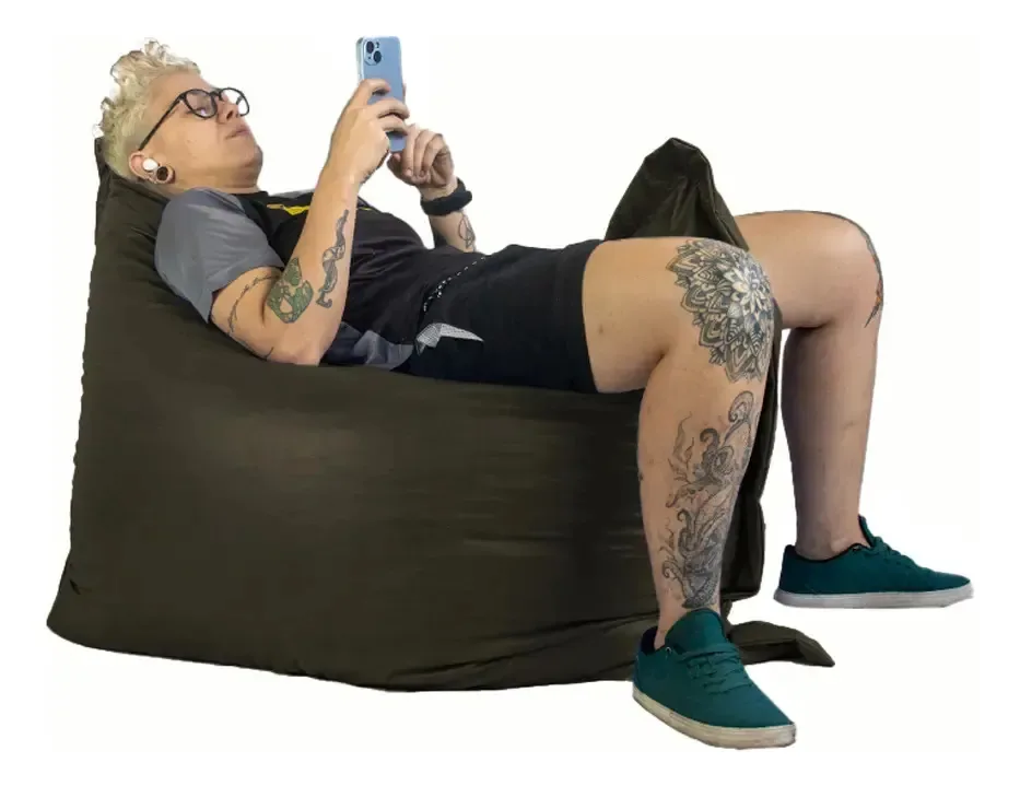 Puff Almofadão Suede/amassado Formas De Modelar Cheio Cor Preto