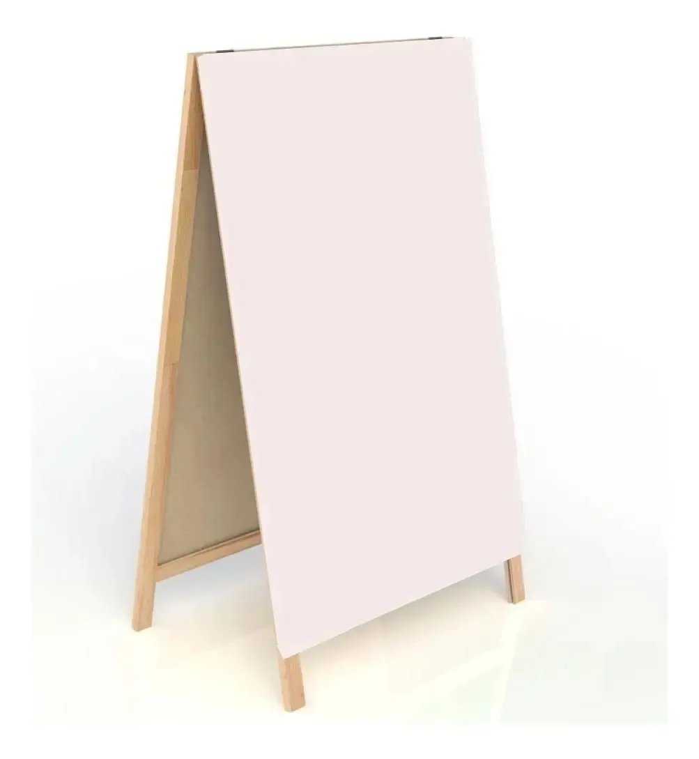 Cavalete Quadro Branco 100x60 Cm Mold. Madeira Dupla Face