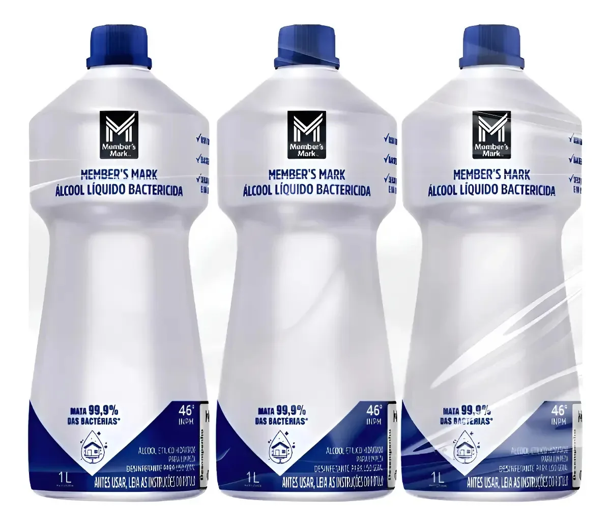 Álcool Bactericida Líquido Member's Mark 3x1000ml Neutra Neutra