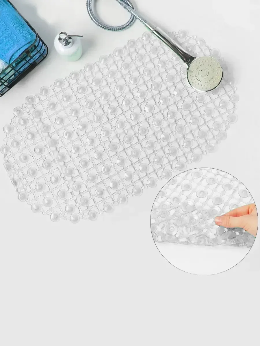 Tapete Para Box Cristal Oval Antiderrapante Cor Transparente Liso