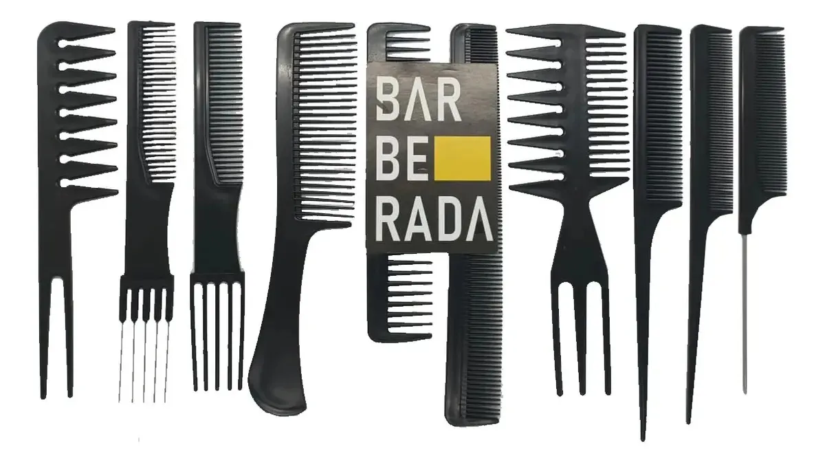 10 Pentes Kit Combo Estojo Escova Profissional Salão Cabelo