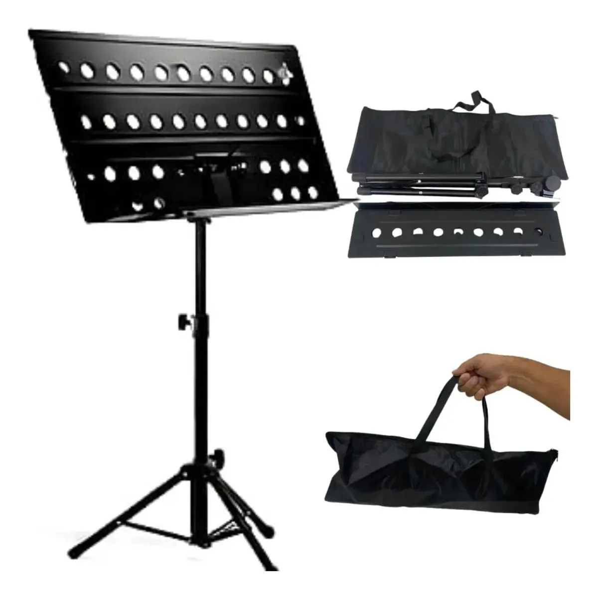 Suporte Pedestal Estante Partitura Reforçada Desmontável+bag Preto