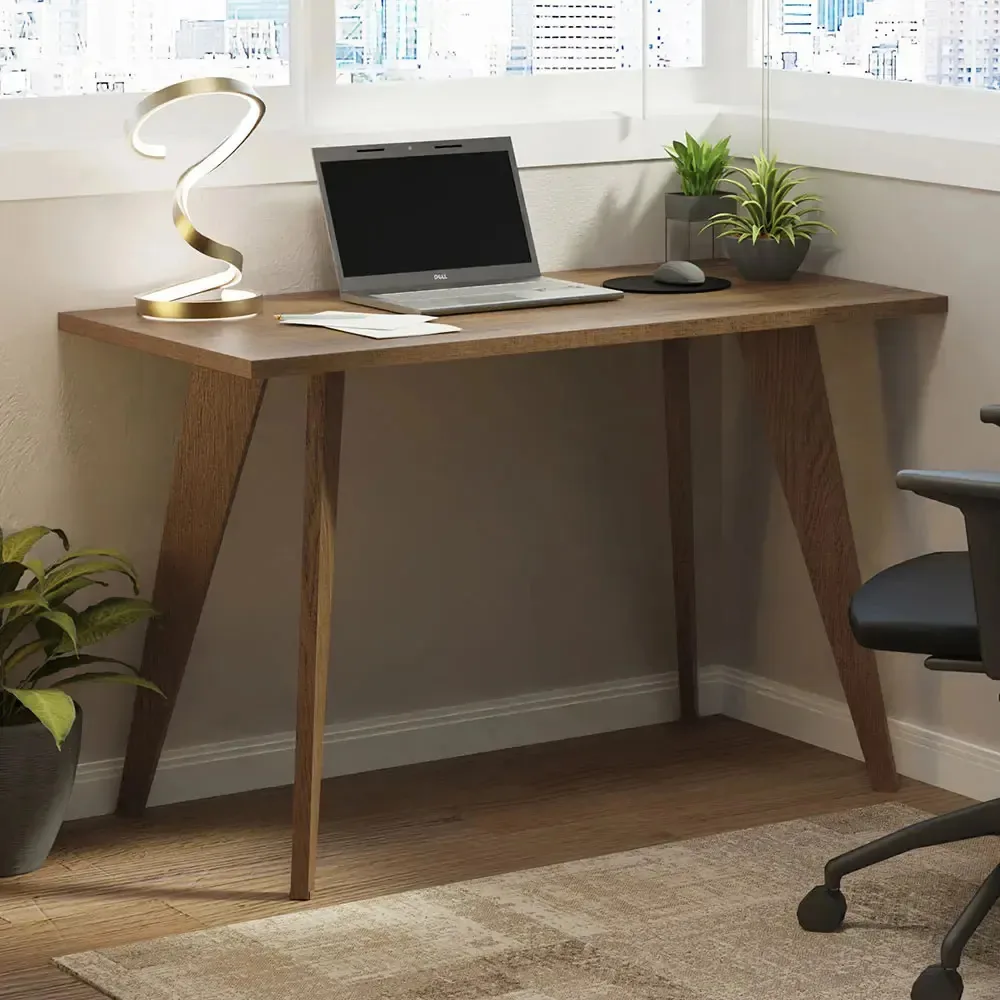 Mesa de escritório moderna Madesa Brown Brown para escritório ou escritório doméstico