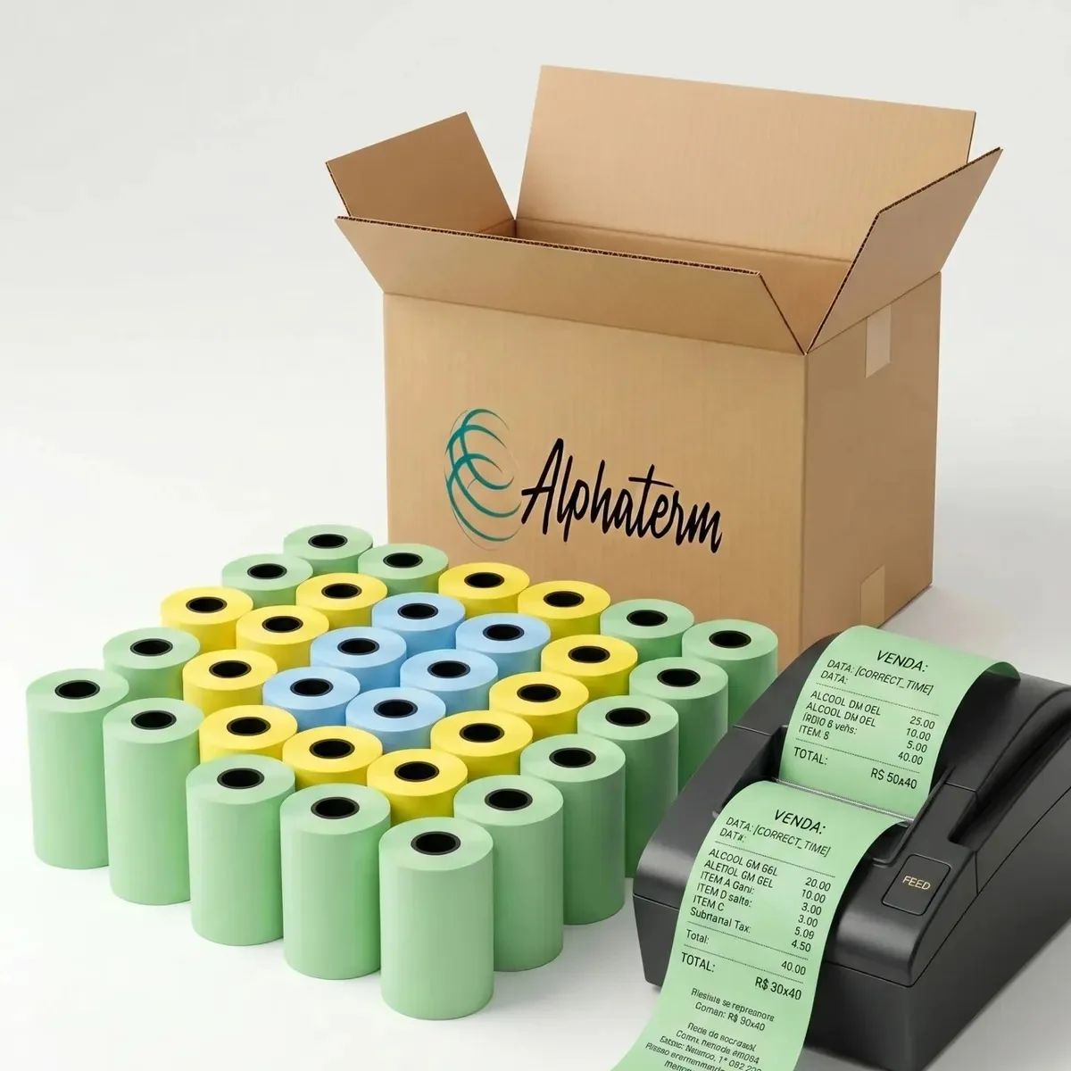 30 Bobinas Térmicas 80x40 Kit Brasil Verde Azul Amarelo Copa Brasil