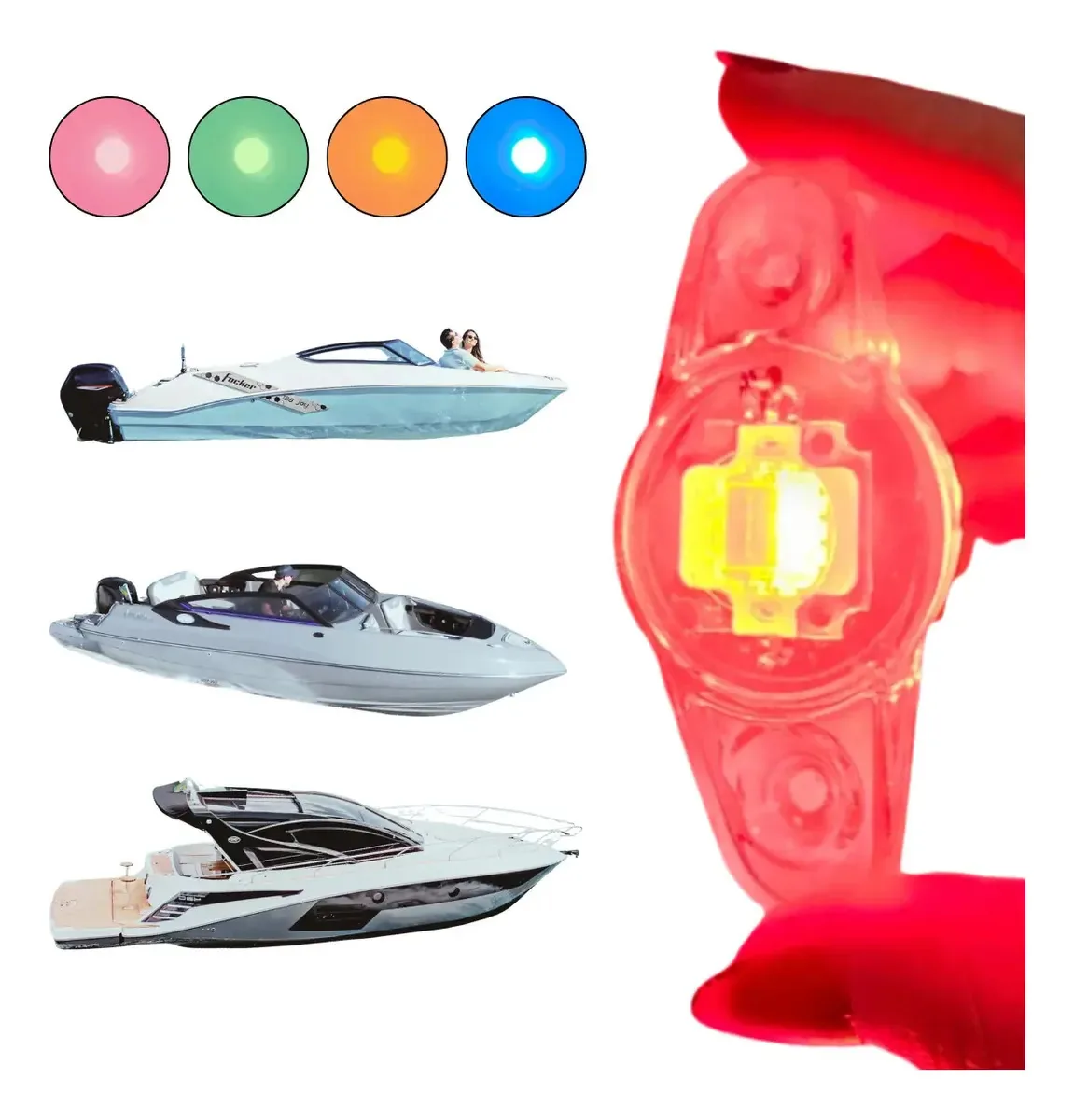 4x Luz Popa Refletor Led Nautico Lancha Barco Embarcação Rgb