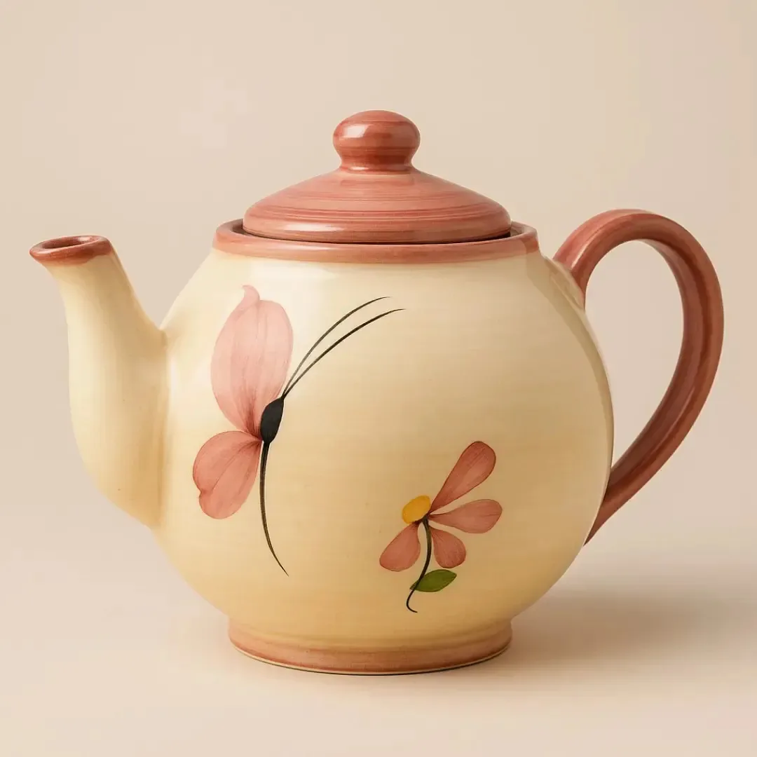 Bule Leiteira Para Café Chá E Chimarrão Em Ceramica 500ml Cor Rosa / Borboleta