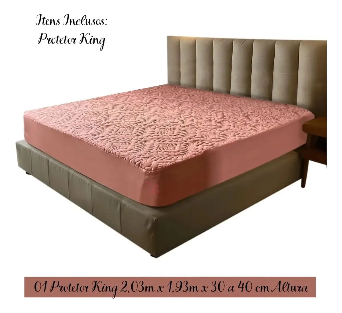 Capa Protetora De Colchão Para Cama Casal King Tecido Malha Cor Rose Desenho do tecido Matelado Tamanho do colchão Super king
