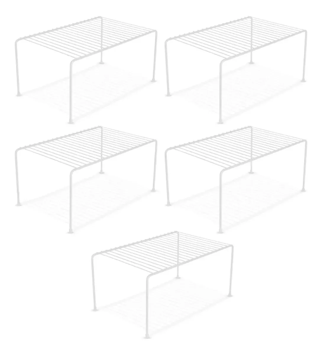Kit 5 Organizadores Armário Cozinha Multiuso Aço Reforçado Cor Branco