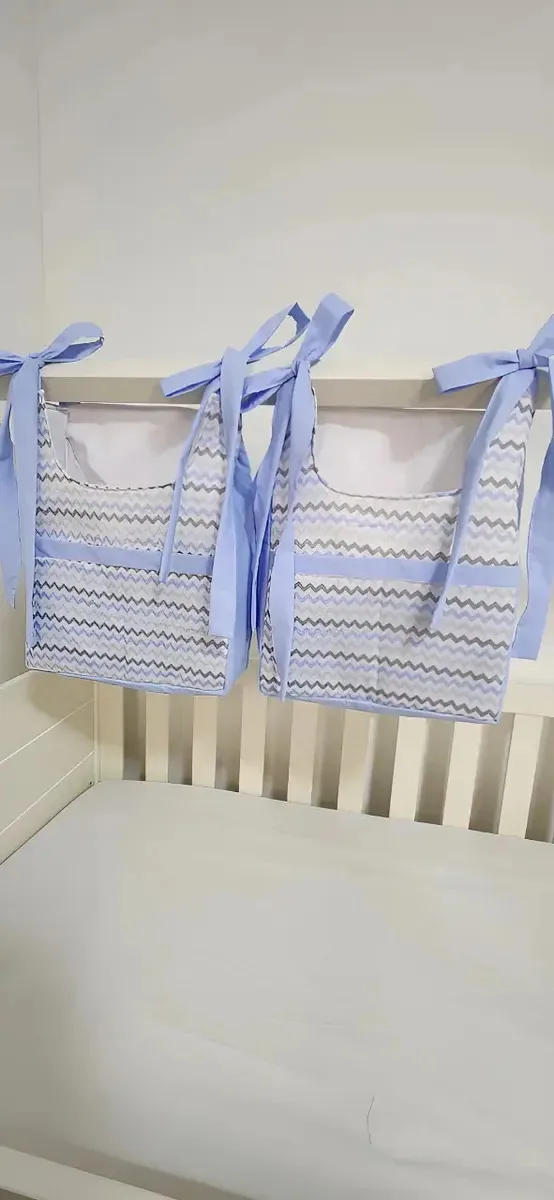 Porta Fraldas Organizador 2 Peças Quarto Do Bebê Cor CHEVRON AZUL COM AZUL