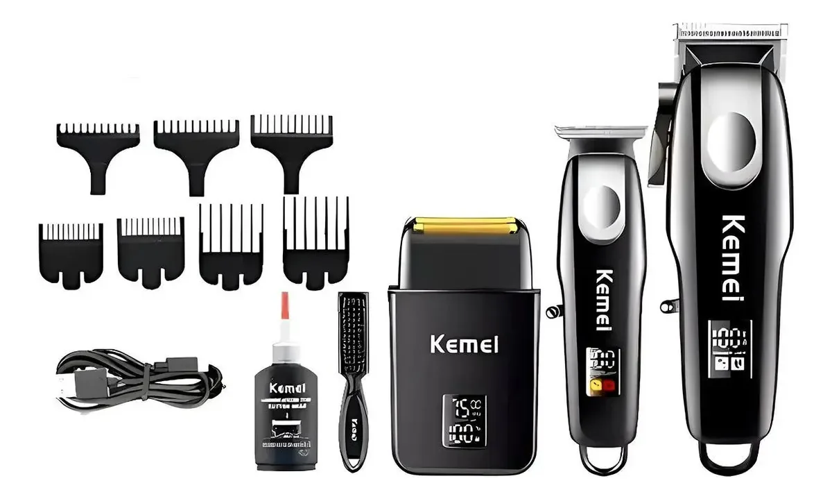 Kit 3 Máquinas Profissional Corte E Acabamento Cabelo Barba