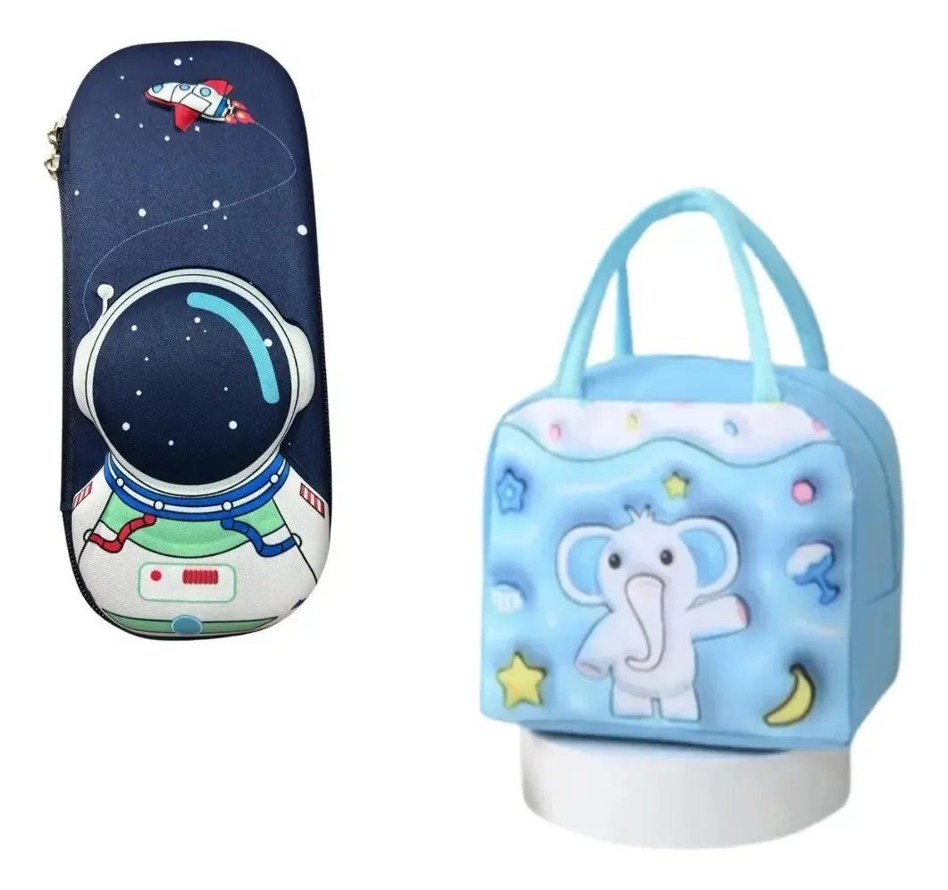 Kit 1 Estojo Escolar Infantil E 1 Lancheira Escolar Desenho Cor Kit 14