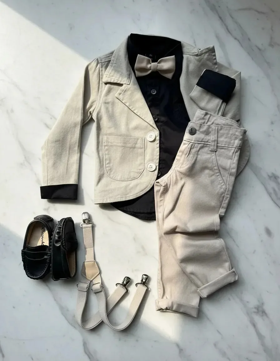 Roupa Infantil Menino Batizado Casamento Pajem Festa Cor Creme Tamanho 6