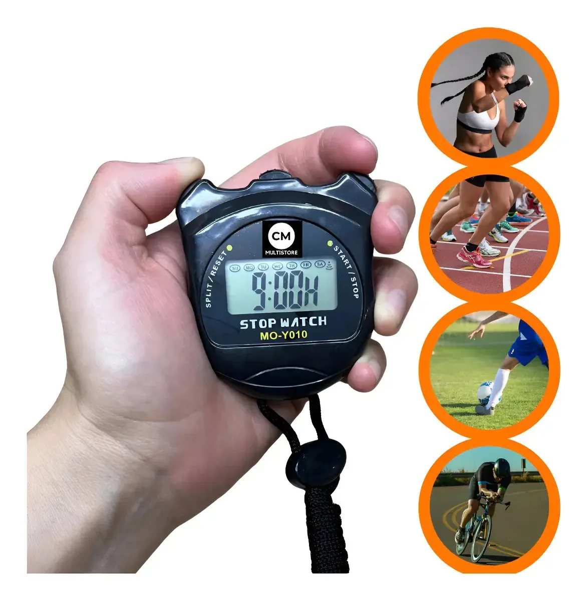 Cronômetro De Mão Digital Esportivo Corrida Bip Multistore Preto