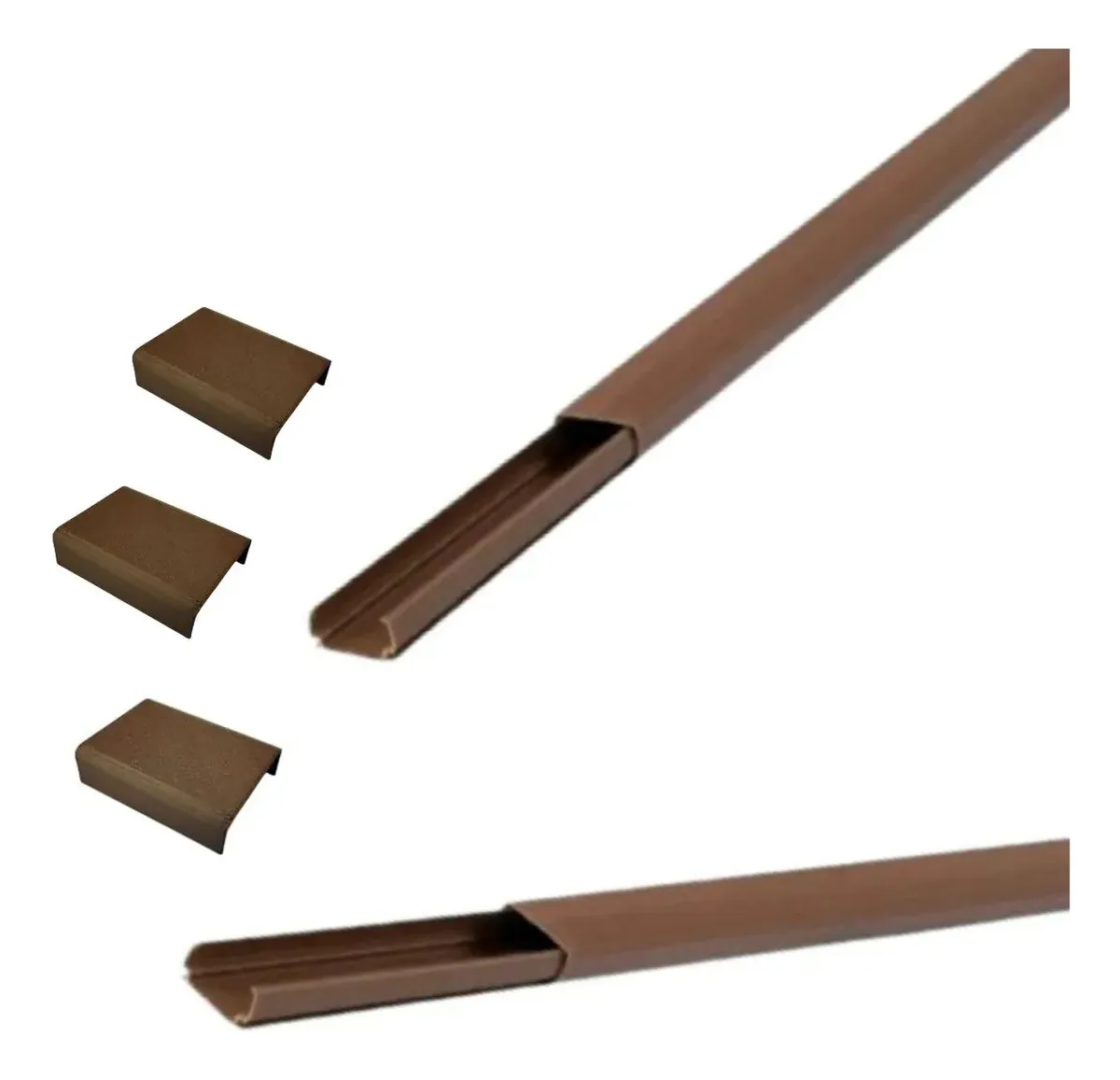 2 Metros (2x1m) Canaleta 20x10mm Mogno + 3x Luva Emenda