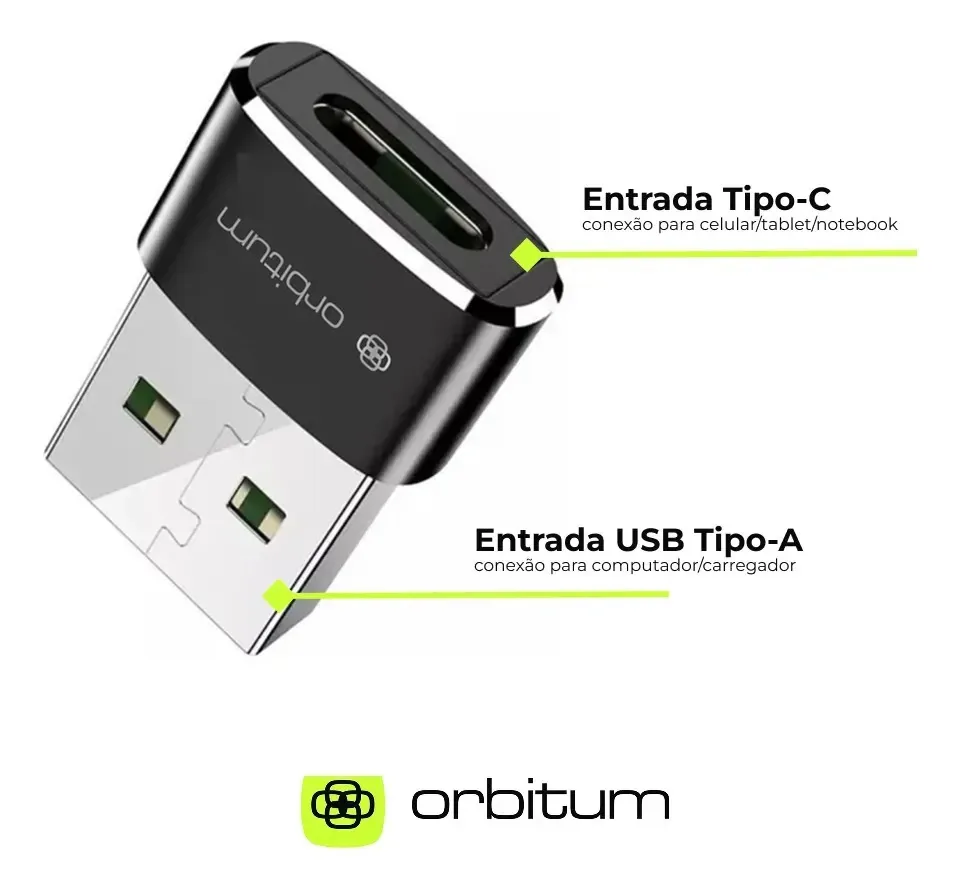 Adaptador Usb-c Fêmea Para Usb-a Macho Orbitum