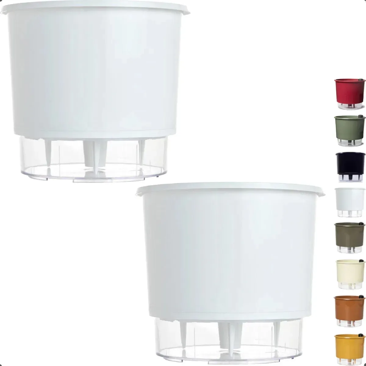 Vaso Auto Irrigável Redondo p/ Plantas e Flores - Kit com 2 Vasos de 12 cm Branco