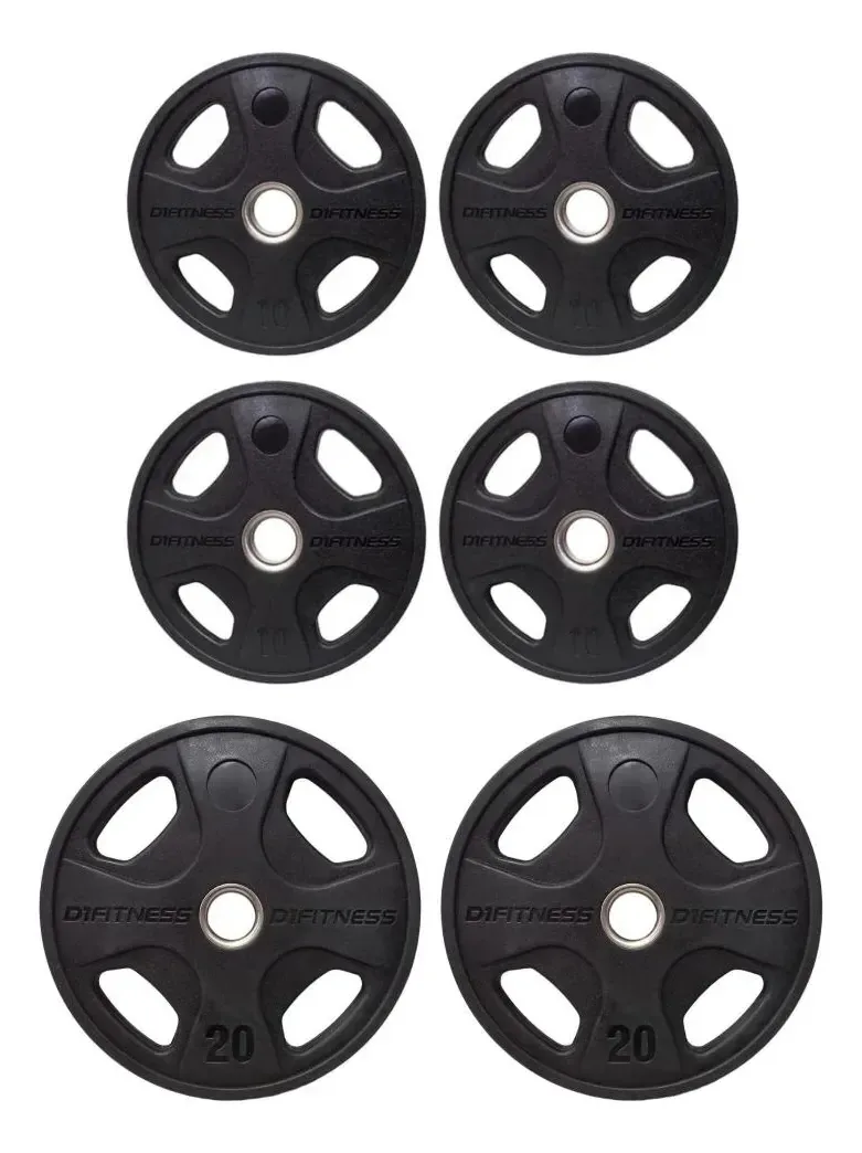 Kit 6 Anilhas Elite Emborrachada 4 Grip Academia Total 80kg