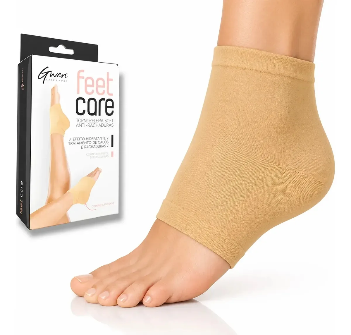 Meia Calcanhar Silicone Gel Protetor Pé Rachado Dor Esporão Cor Bege