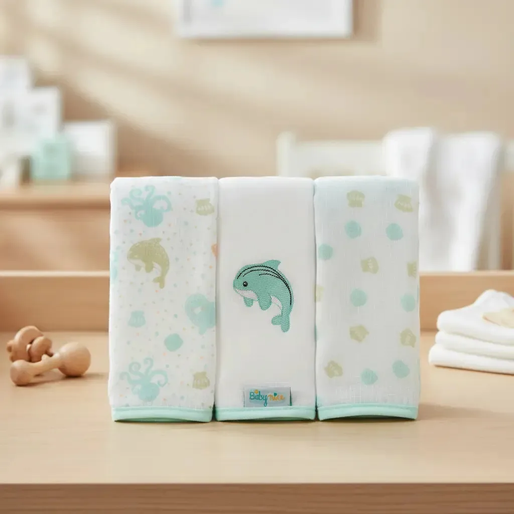 Kit 3 Paninhos Boca Tecido Fralda Bordado Estampado Unissex