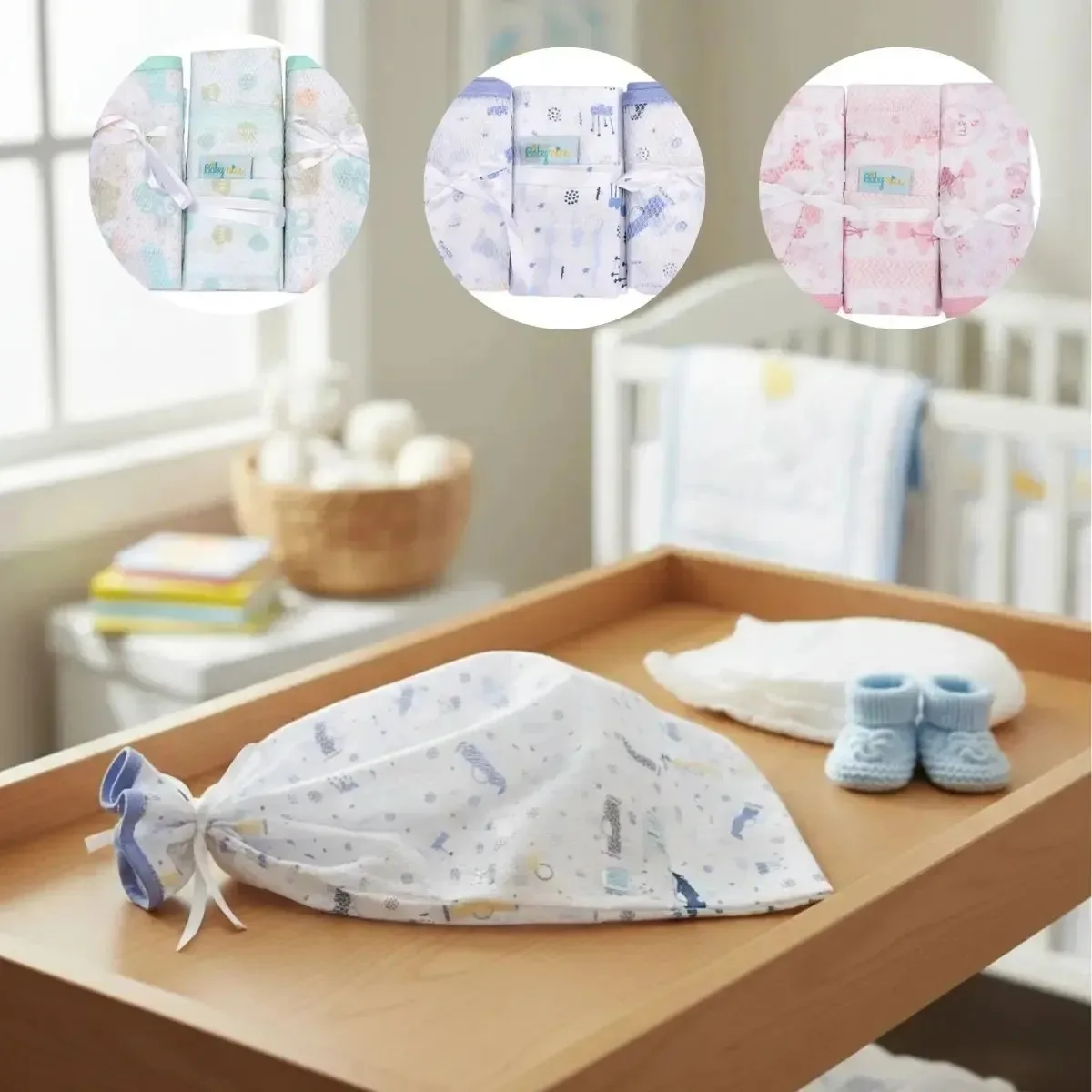 Kit C/3 Saquinho Maternidade Organizador Mala Bebe Enxoval Azul