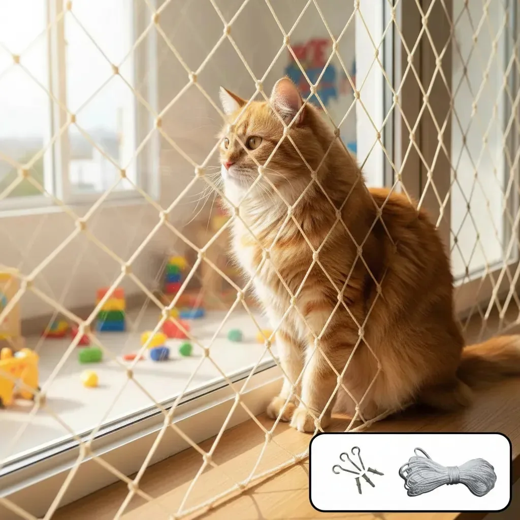 Kit Rede Proteção Crianças Gatos Janelas 10,0 X 4,50 Branco