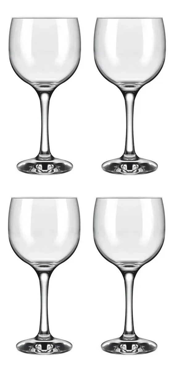 Kit 4 Taças Vinho Tinto Drink Bar Adega 320ml Royal Nadir Transparente