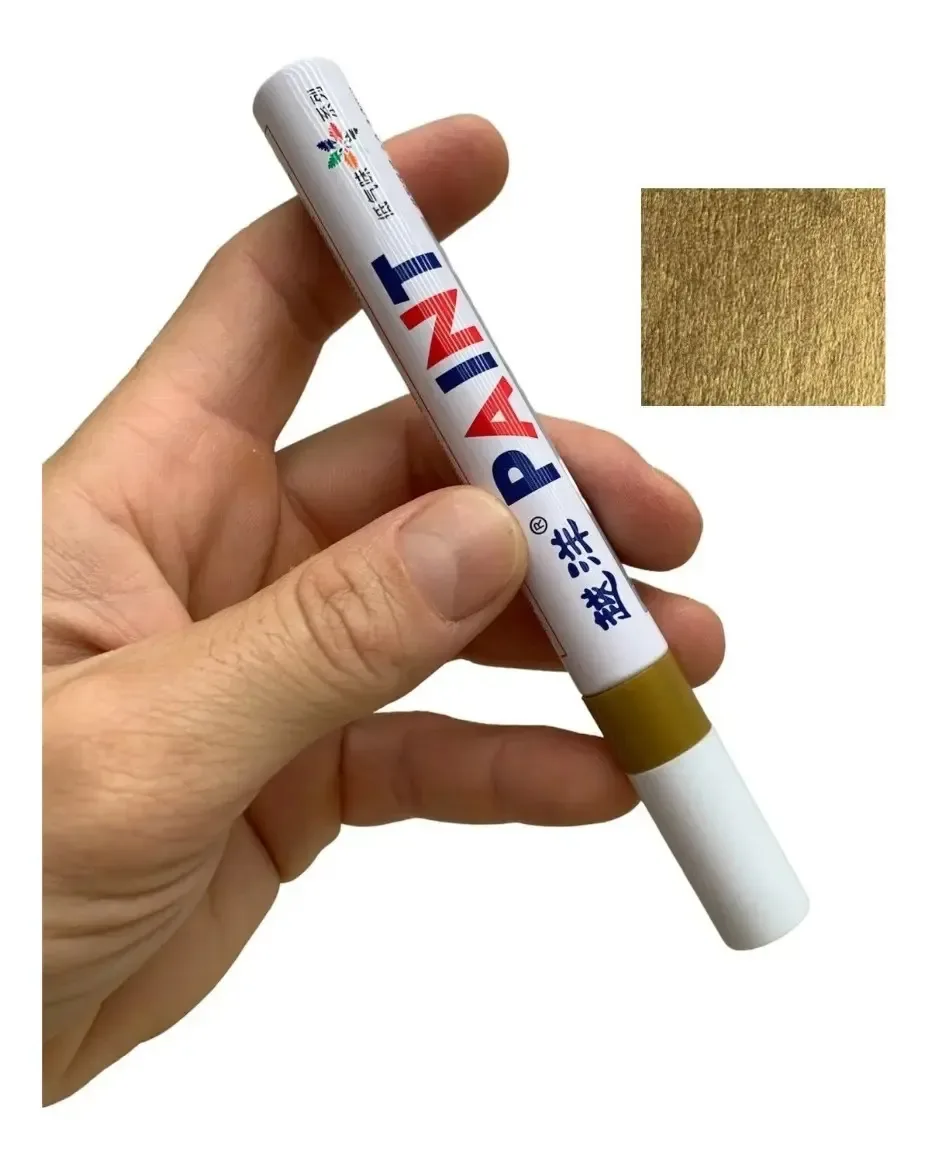 Caneta Tira Riscos Pintura Automotiva Carro Moto Dourada