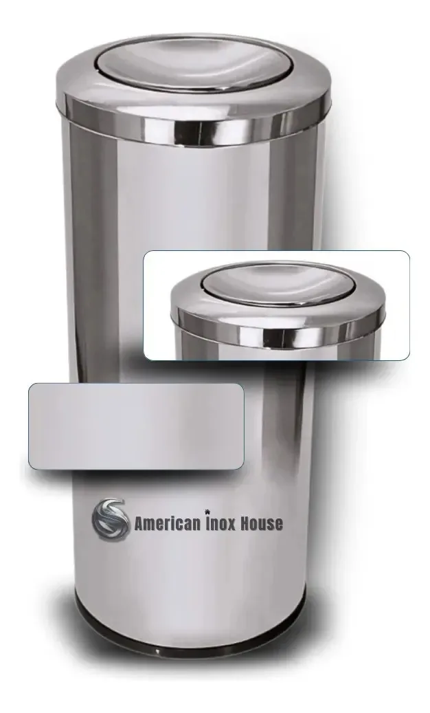 Lixeira De Inox Para Lojas, Banheiros E Escritórios C/ Tampa Cor Prateado