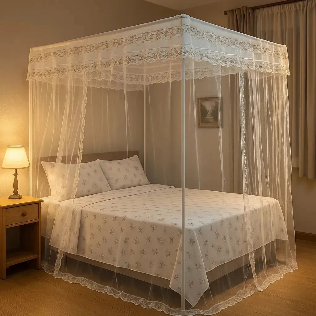 Mosquiteiro Queen Casal Palácio Premium Teto Armação Dossel