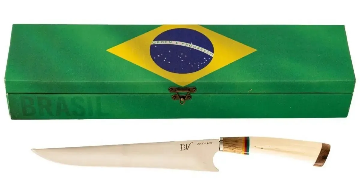 Faca Bv Brasil 10 Pol. Aço Cirúrgico Artesanal Cabo De Osso