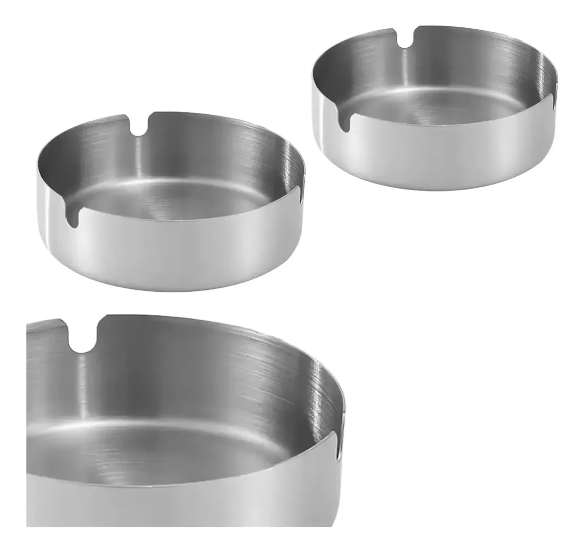 2 Cinzeiros Inox Pesado Cigarro Bar Casa Cinzeiro Cinza Lisa