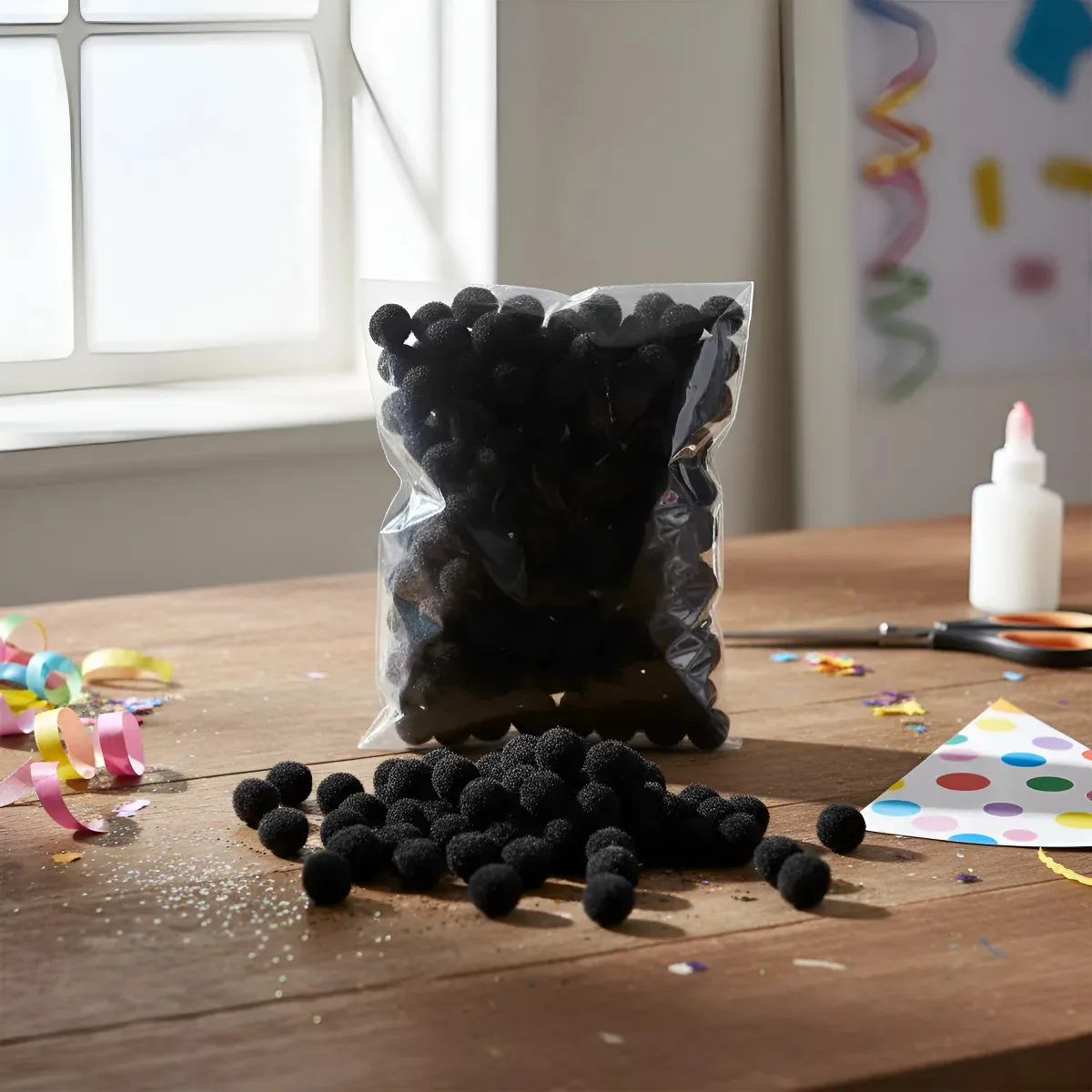 Pompom Solto Bolinha 10mm 1cm - Pacote Com 200 - 13 - Preto