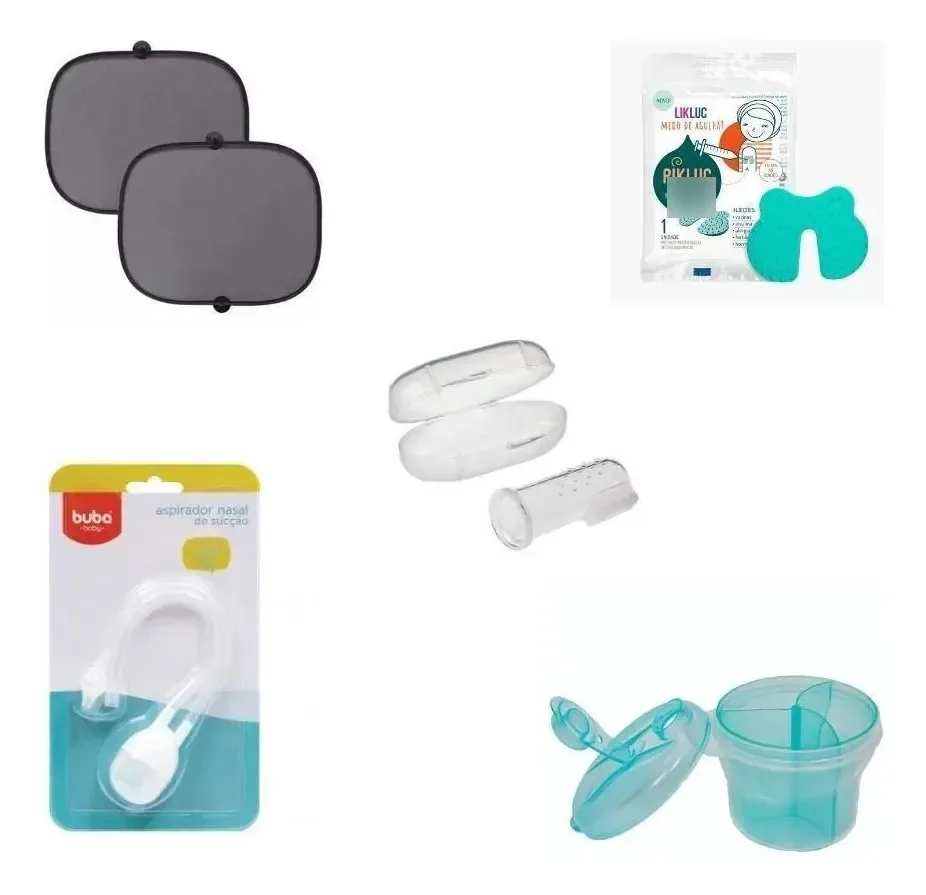 Pikluc Aspirador Nasal Pote Quebra Sol Massageador Kit Bebe