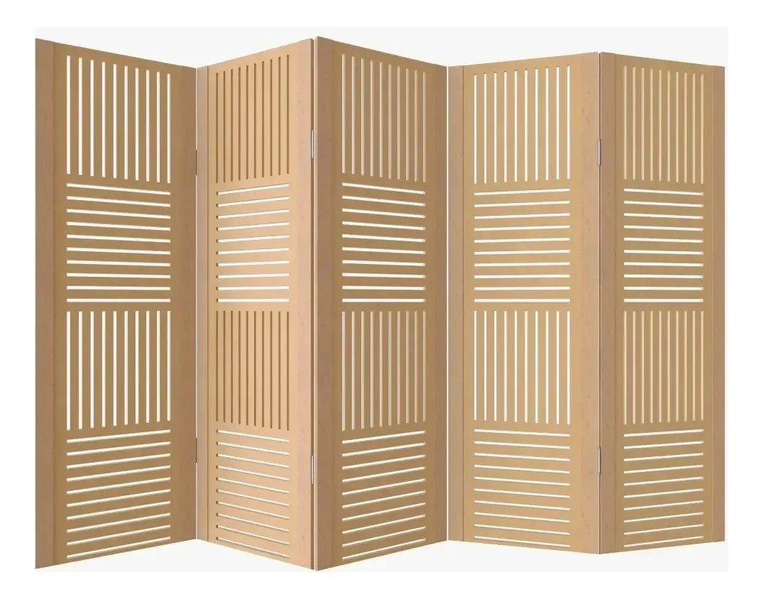 Biombo Ripado 5 Folhas Em Mdf Cru Mod 02
