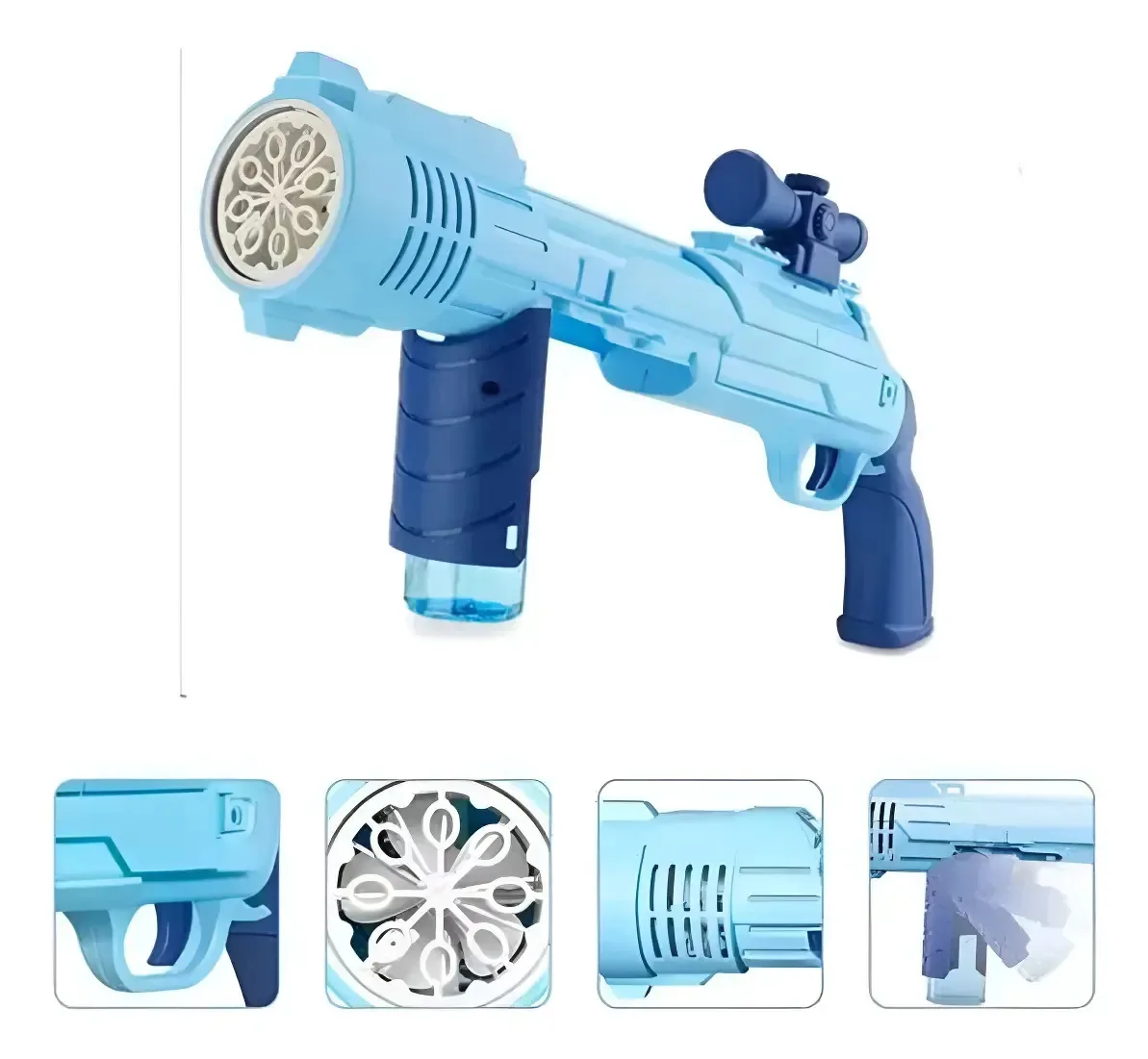 Arma Bolas Sabão Máquina Elétrica Brinquedo Lança Bolhas Cor Azul