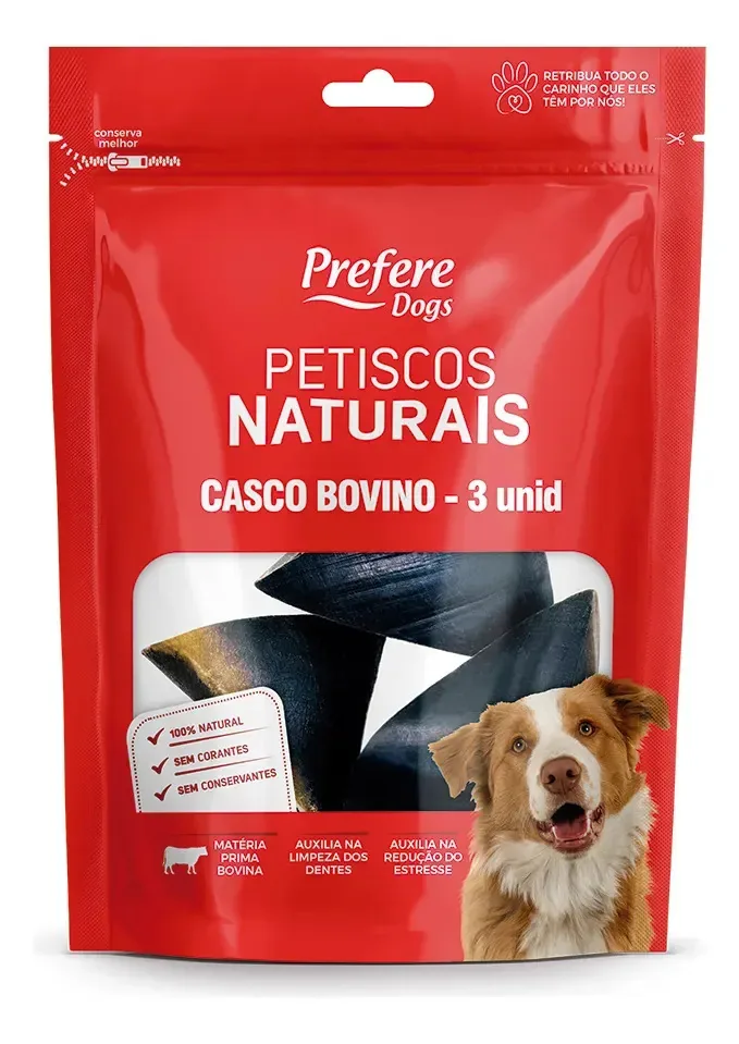 Mordedor Casco Bovino Recheável Prefere Kit 4 Unidades Higiene Bucal