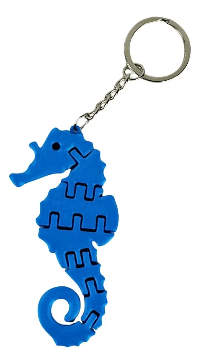 Chaveiro Flexível De Cavalo Marinho Impressão 3d Oceano Azul