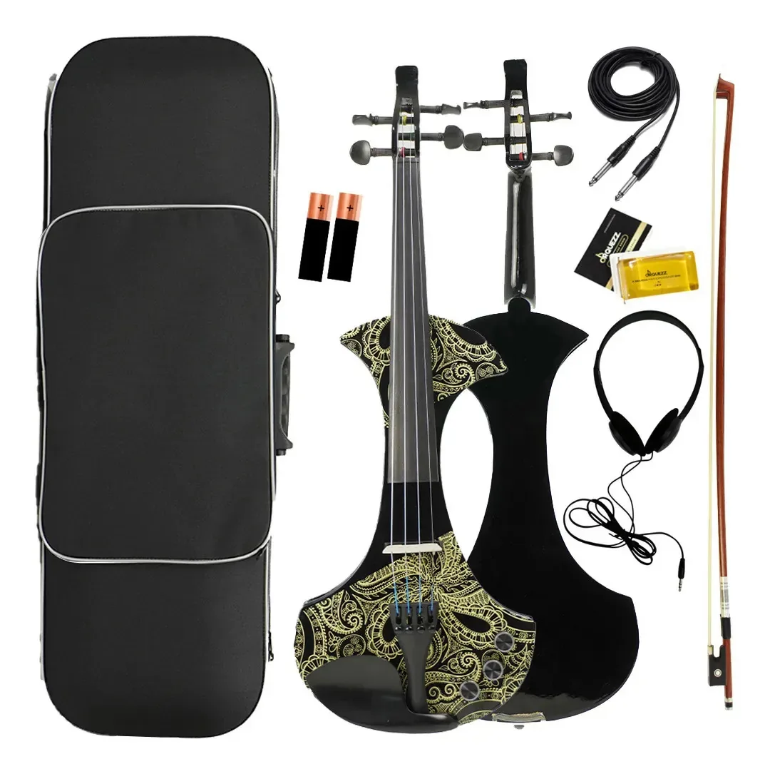 Violino Elétrico 4/4 Profissional Orquezz Preto/amarelo
