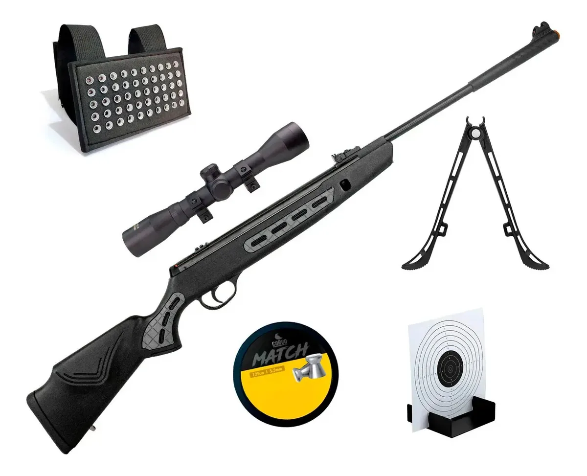 Espingarda Hatsan Sniper 1000s 5.5mm Nitro + Luneta 4x32 Preto 5.5 Mm