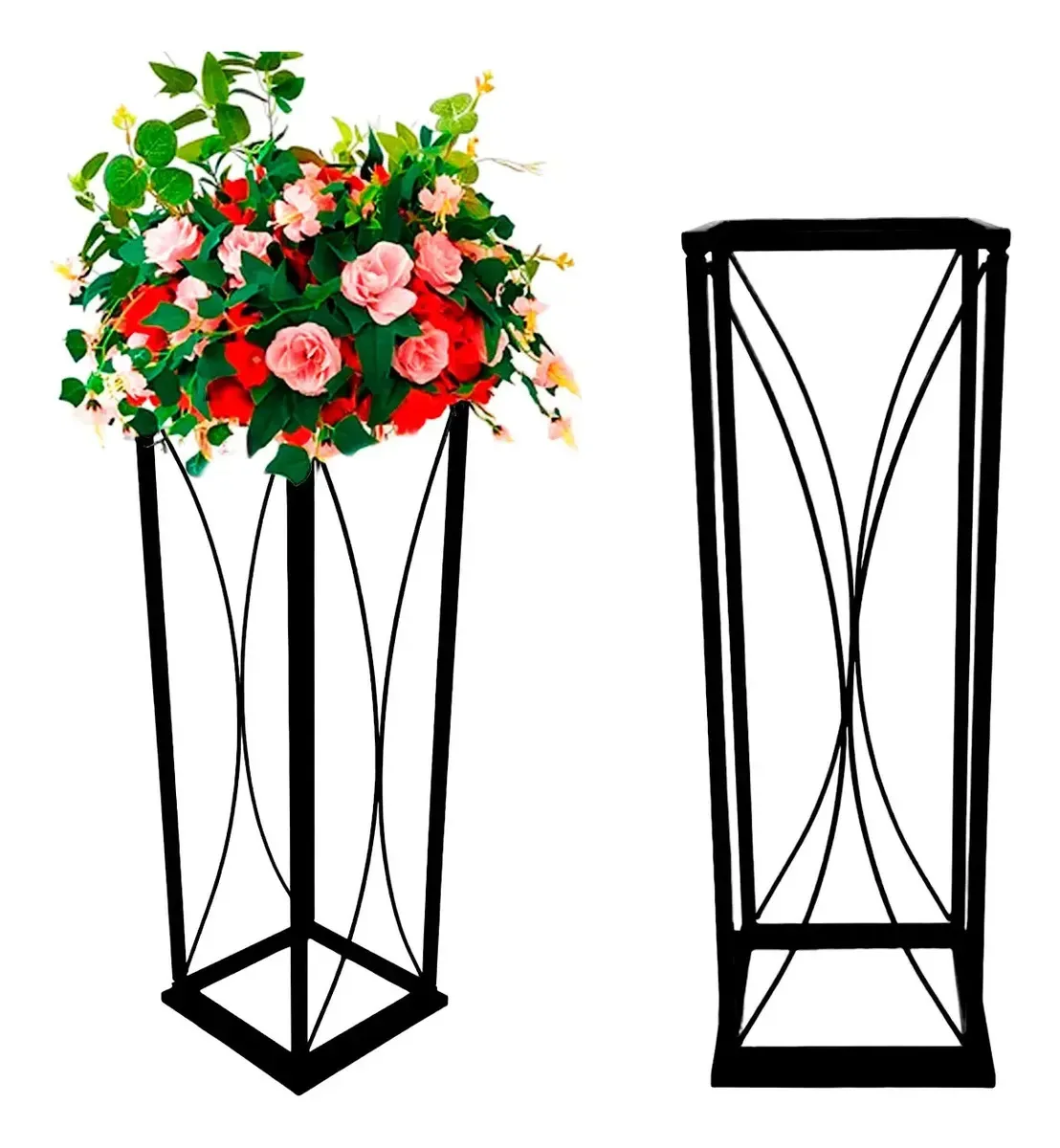 2 Un Coluna Quadrada Vaso Para Flores Igreja Festa Decorar Cor Preto