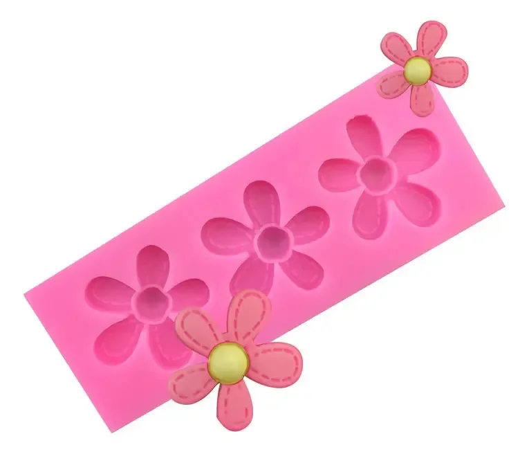 Molde de Silicone Flores Margarida Violeta Para Confeitaria e Artesanato