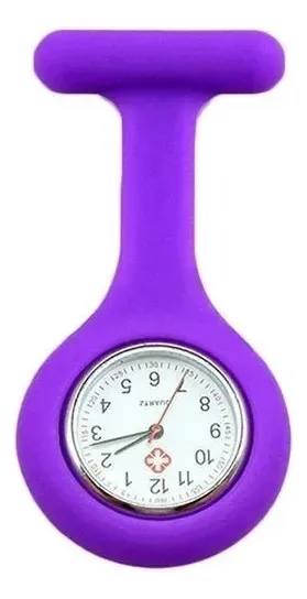 Relógio De Bolso Lapela Jaleco Medicina Enfermagem Saúde Roxo