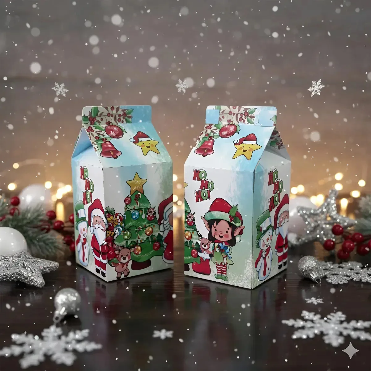 10 Lembrancinhas Porta Bombom Caixinha Milk Natal Natalina Multicolorido