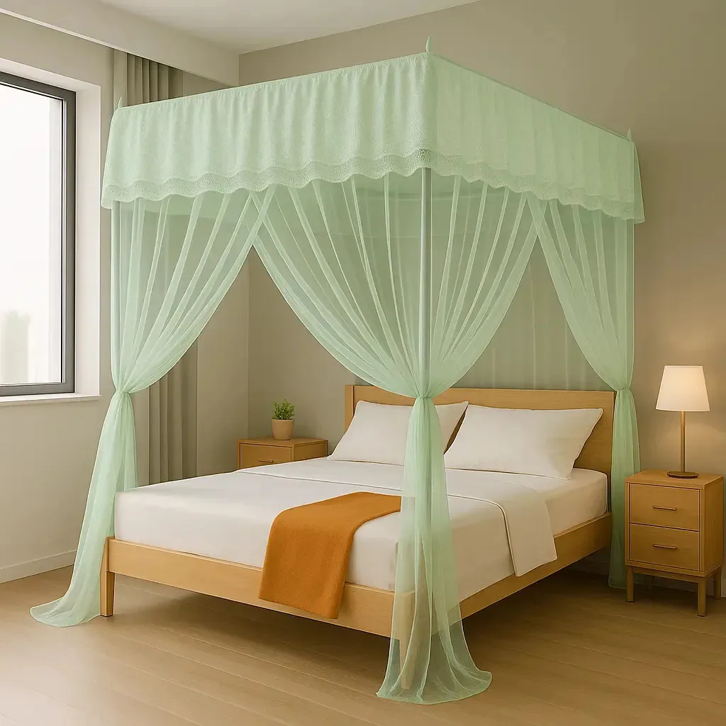 Mosquiteiro Palácio Cortinado Casal/queen Com Armacao Cor Verde-claro
