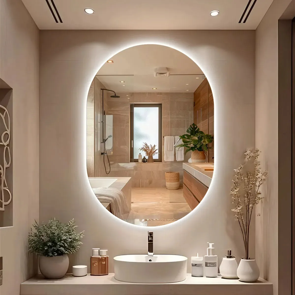 Espelho Orgânico Silício Led Decorativo 100x70cm Banheiro Frio