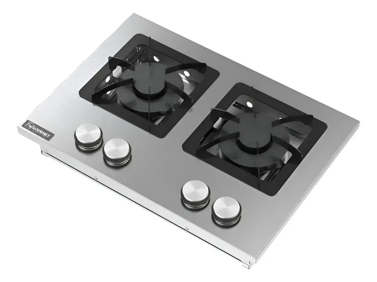Cooktop Inox 2 Boca Queimador Duplo Baixa Pressão Inox