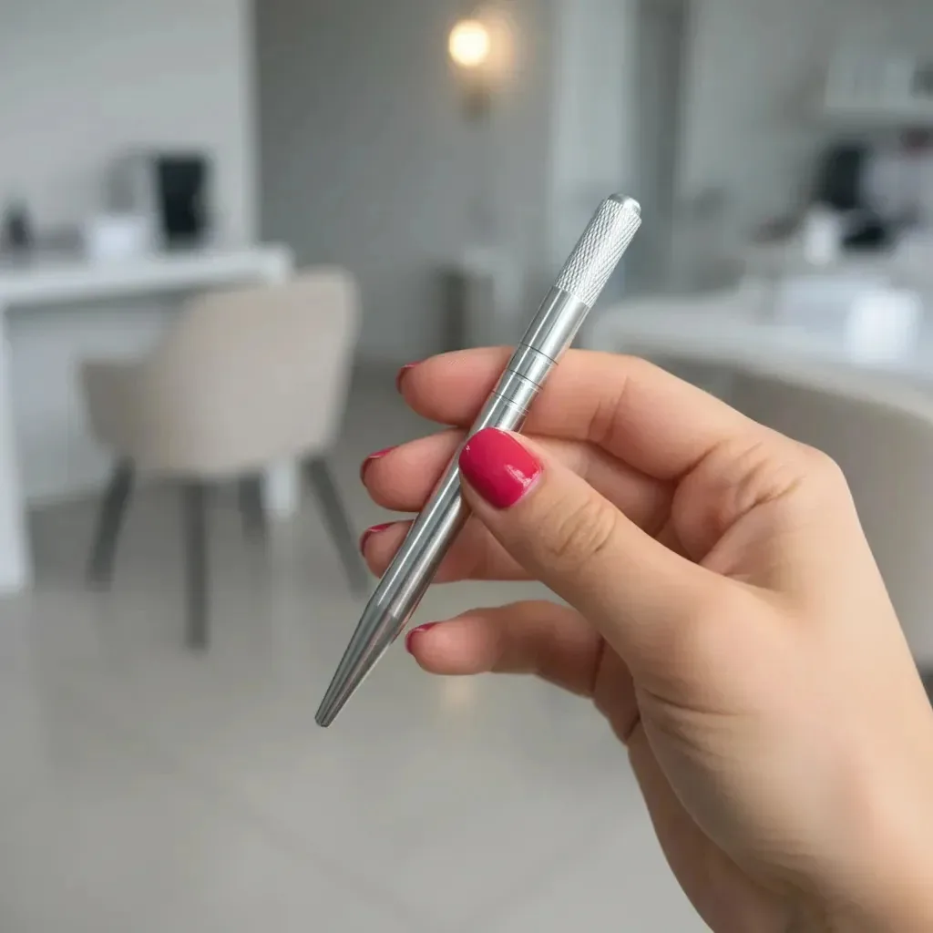Caneta Manual Microblading Tebori Fio A Fio Profissional Cor Prateado