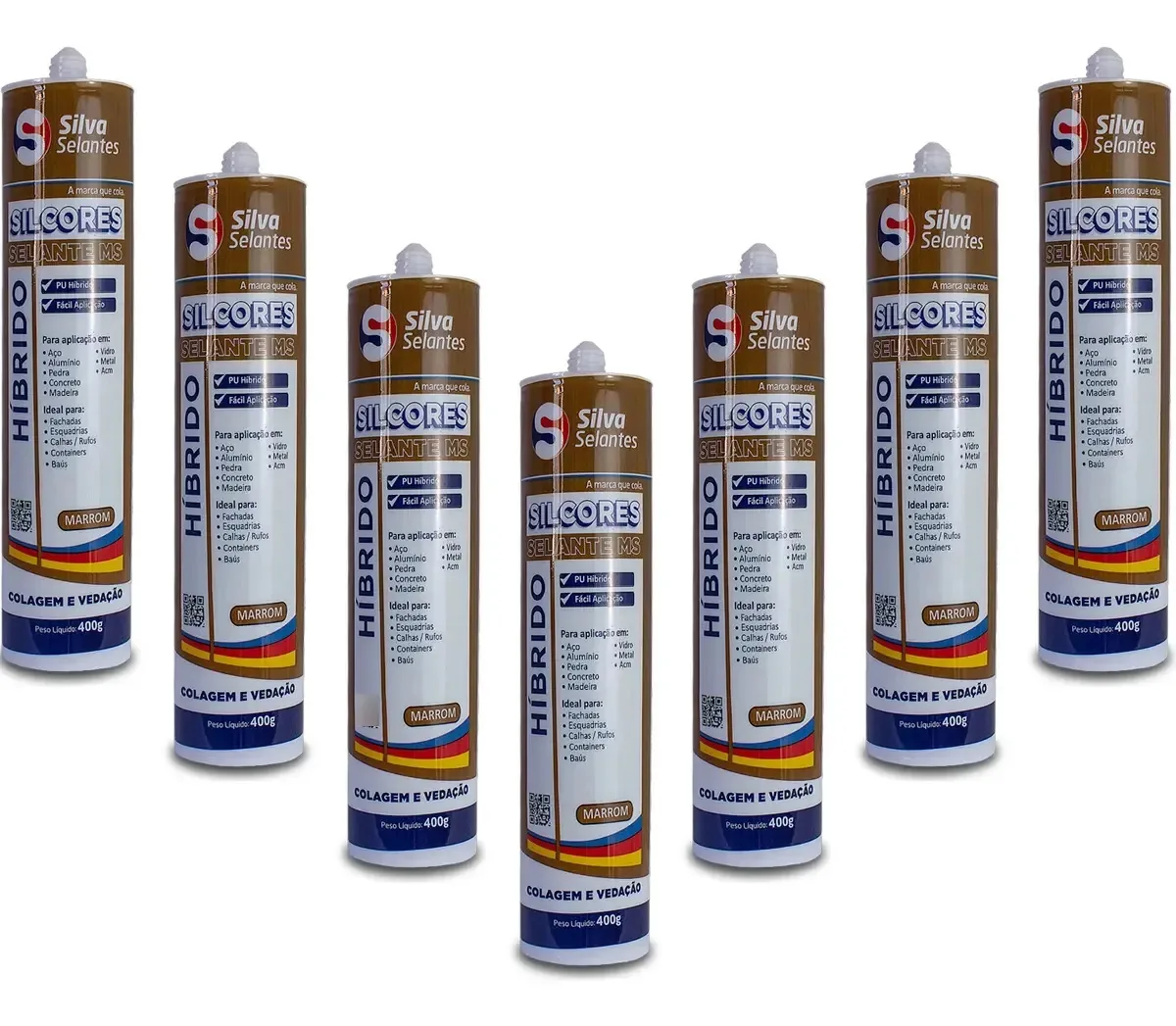 7 Selantes Adesivo Silicone Cola Pu Acm Híbrido Marrom Flex