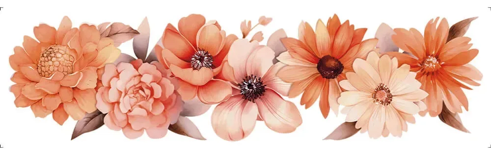 Kit Dtf Transfer Termocolantes Têxtil Flores Decalques Flores Laranja