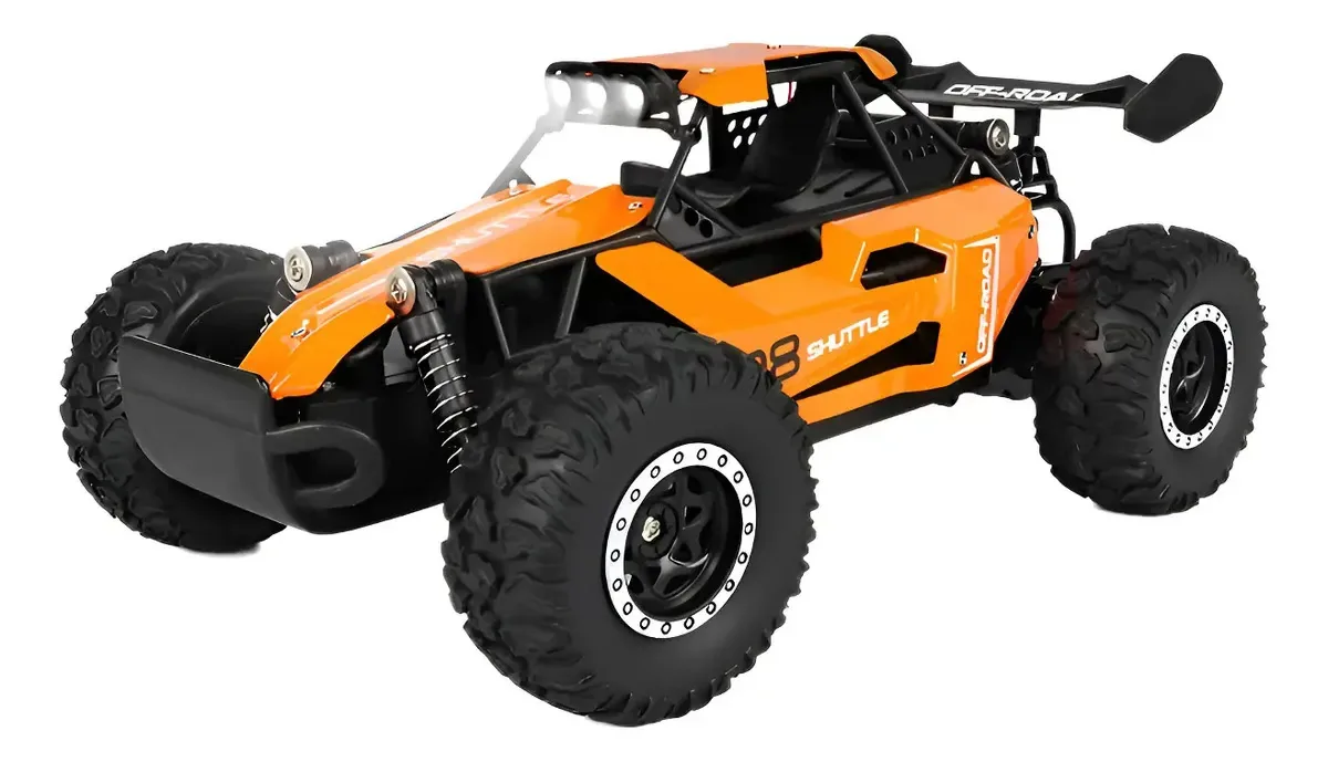 Carrinho Controle Remoto Recarregável Alta Velocidade Buggy Cor Laranja